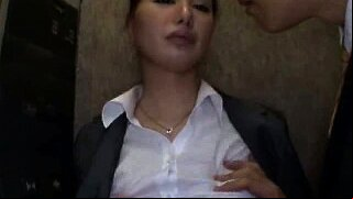 Officelady groped and fucked in elevator