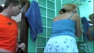 Horny stepmom takes cum